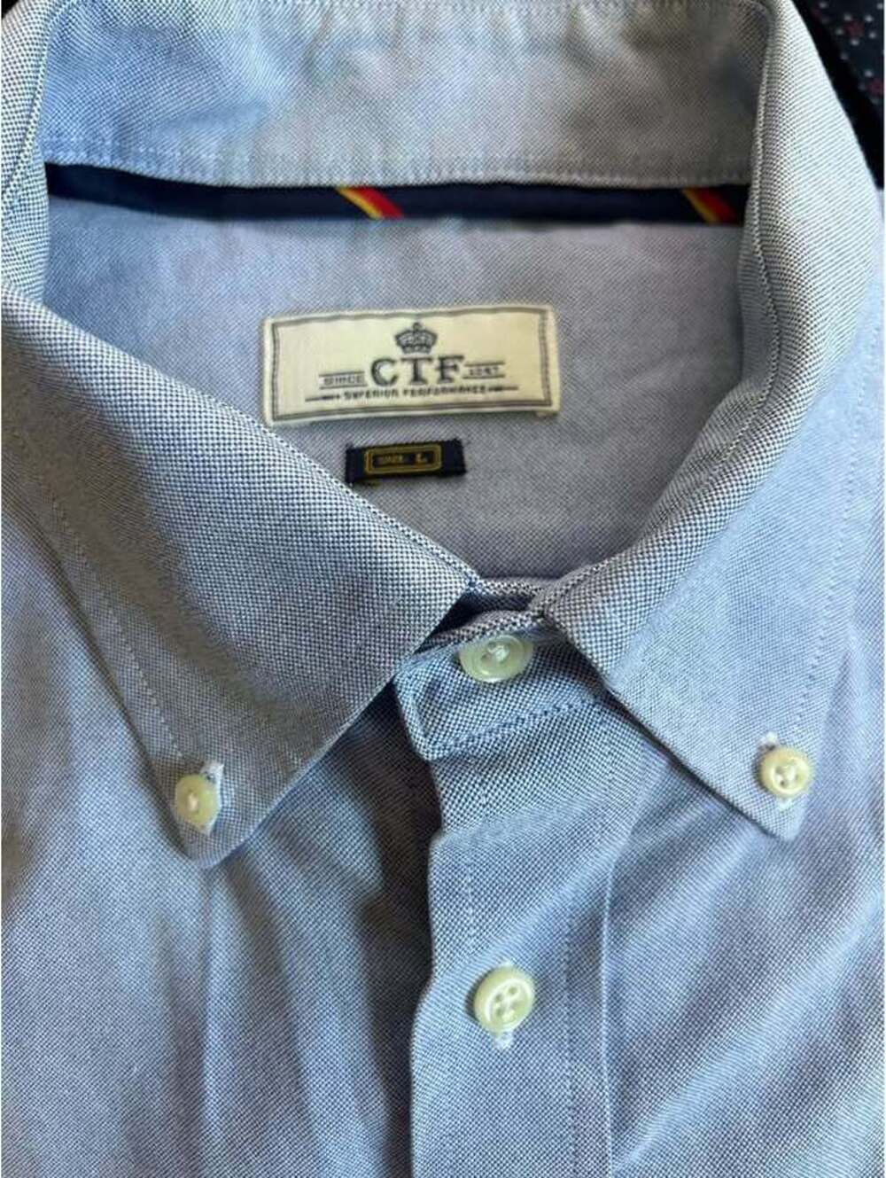 Mens Cortefield CTF Button down Oxford blue shirt 100% Cotton Size Large